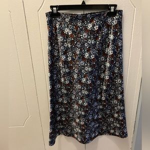 LOFT Satin Midi Slip Skirt